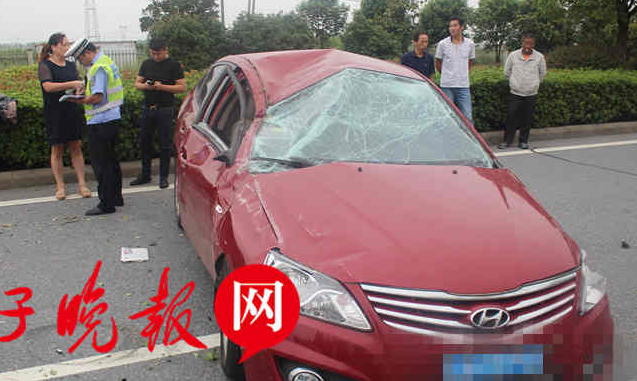 女司机错把油门当刹车致车辆在路上翻滚